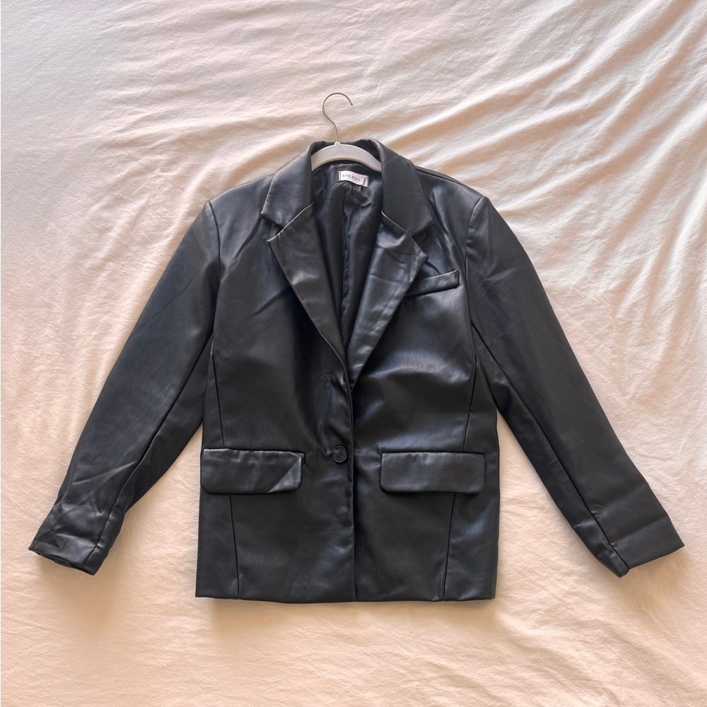 Black Faux Leather Jacket/Blazer